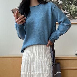 Plus Size Roll-edge Knit Top