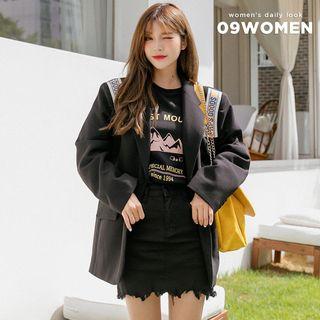 Single-breasted Letter-trim Jacket