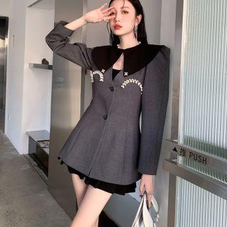 Faux Pearl Collared Blazer