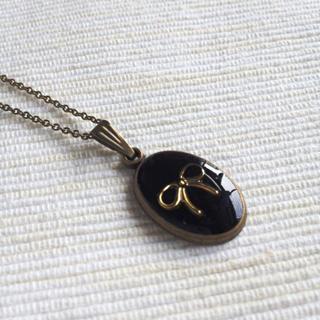 Copper Ribbon Necklace (black) One Size