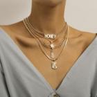 Alloy Pendant Layered Choker Necklace 0516 - Gold - One Size