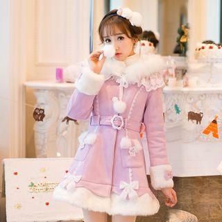 Faux Suede Fluffy Coatdress