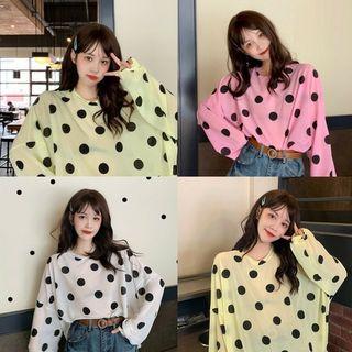 Dot Long-sleeve Loose-fit Top