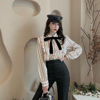 Floral Bow Loose-fit Blouse As Shown In Figure - One Size