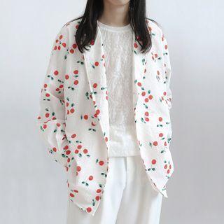 Cherry Print Double Breasted Blazer