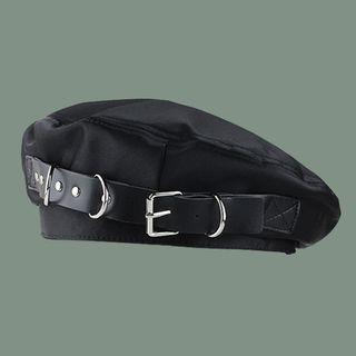 Plain Buckled Beret Black - 56cm To 58cm