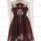 Lace Trim Print Sleeveless Dress