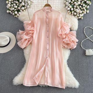 Ruffle Sleeve Long Shirt
