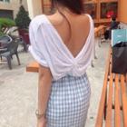 Short-sleeve Twist Open-back Top