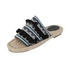 Pompom Knit Espadrille Slide Sandals