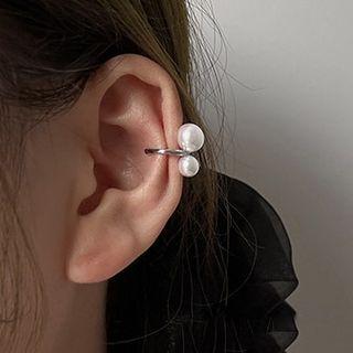 Faux Pearl Alloy Cuff Earring 1 Pc - White - One Size