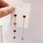 Non-matching Heart Rhinestone Heart Dangle Earring As Shown In Figure - One Size