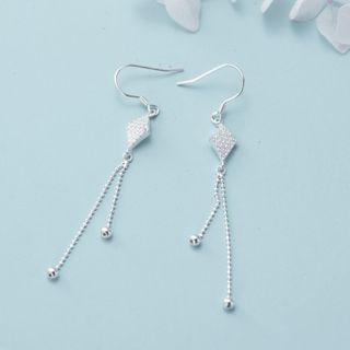 Rhinestone Fringe Earring 1 Pair - E123 - Silver - One Size