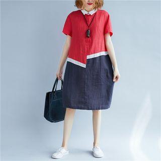 Short-sleeve Colored Panel Dress