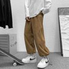 Corduroy Drawstring-cuff Wide-leg Pants