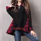 Plaid Mock Two-piece Sweater