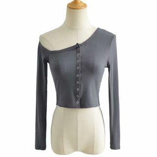 Cold-shoulder Ribbed Crop T-shirt