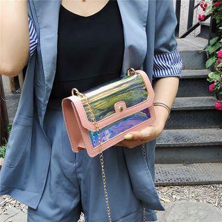 Holographic Pvc Paneled Crossbody Bag