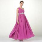 One-shoulder Jeweled A-line Evening Gown