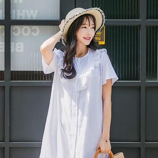 Frill-detail Buttoned Dress