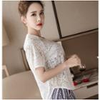 Short-sleeve Lace Swim Cover