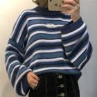 Striped Sweater Stripes - Navy Blue & Gray - One Size