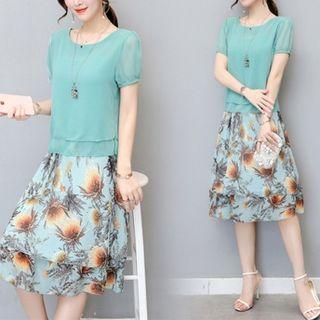 Set: Chiffon Top + Floral Dress