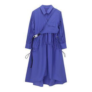 Buckled Midi A-line Shirtdress