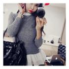 Frill-trim Zip-back Knit Top