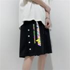 Lettering Button-up Shorts