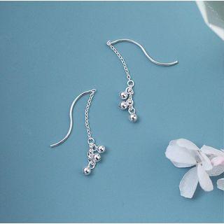 925 Sterling Silver Bead Threader Earring 1 Pair - Silver - One Size