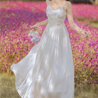 Set: Ruffle Light Jacket + Spaghetti Strap Midi A-line Dress