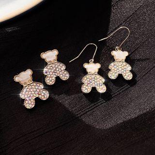 Rhinestone Bear Stud Earring