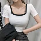 Contrast Trim Square-neck T-shirt