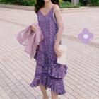 Floral Midi Spaghetti Strap Dress Purple - One Size