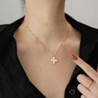 Stainless Steel Shell Cross Pendant Necklace As Shown In Figure - One Size