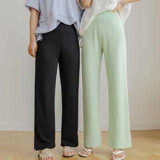 Slit-side Wide-leg Pants In 2 Lengths