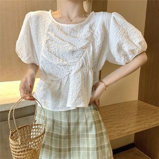 Short-sleeve Textured Top White - One Size