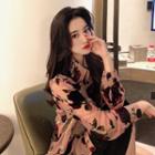 Floral Sheer Long-sleeve Shirt As Shown In Figure - One Size