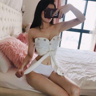 Buttoned Strapless Top