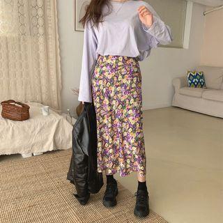 Flower Print Midi A-line Dress As Shown In Figure - One Size
