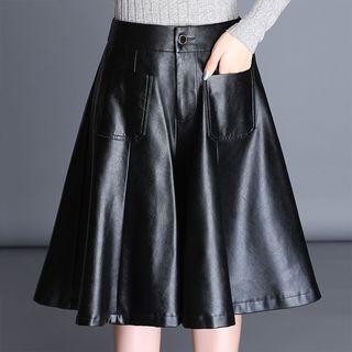 Faux-leather Skort