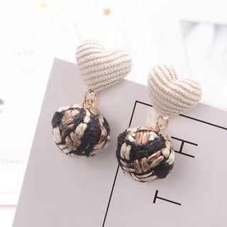 Woven Pom Pom Dangle Earring