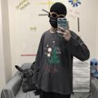 Long-sleeve Dinosaur Graphic T-shirt