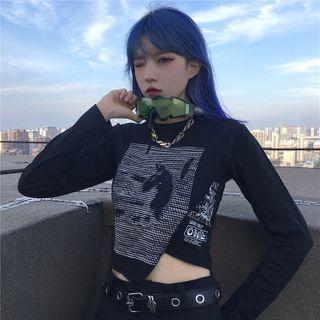 Asymmetric Hem Stitched Cropped Top