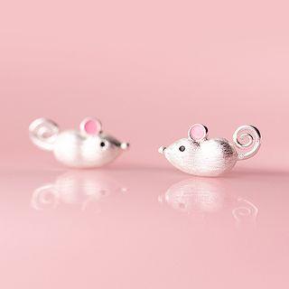 925 Sterling Silver Mouse Earring 1 Pair - S925 Silver - One Size