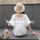 Balloon-sleeve Lace-yoke Tunic