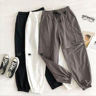 Distressed High-waist Cargo Pants