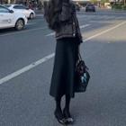 Tweed Jacket / Midi A-line Skirt / Set
