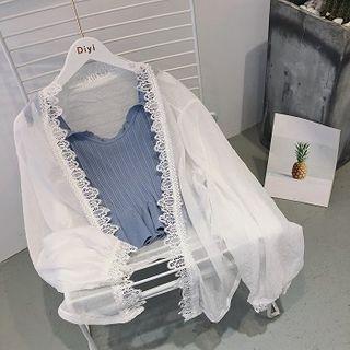 Lace-trim Long-sleeve Light Jacket